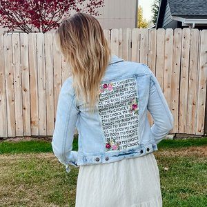 My Body My Choice Vintage Denim Painted Jacket - pro-choice, women's rights